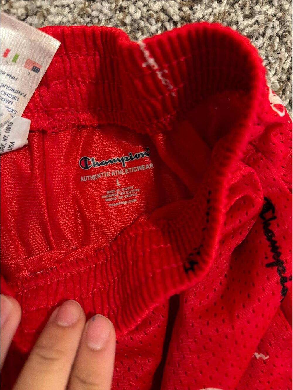 Champion Kids Red Athletic Shorts Large - Logo Design - Picture 2 of 2